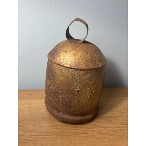6" Antique 1920s Camel Ox Elephant bell Rusty Iron Farmhouse Decorative Holiday - Picture 1 of 8